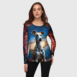 Лонгслив женский Уиппет в космосе, цвет: 3D-принт — фото 2