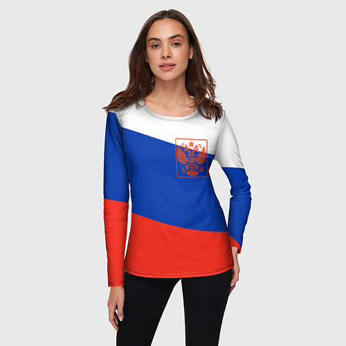 Женский лонгслив Россия флаг с гербом / 3D-принт – фото 3