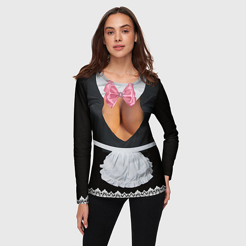 Женский лонгслив Костюм горничной няни с красивой грудью / 3D-принт – фото 3