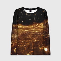 Лонгслив женский Золотистые крупицы на черном, цвет: 3D-принт