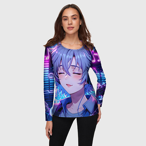 Женский лонгслив Влюбленный в музыку / 3D-принт – фото 3