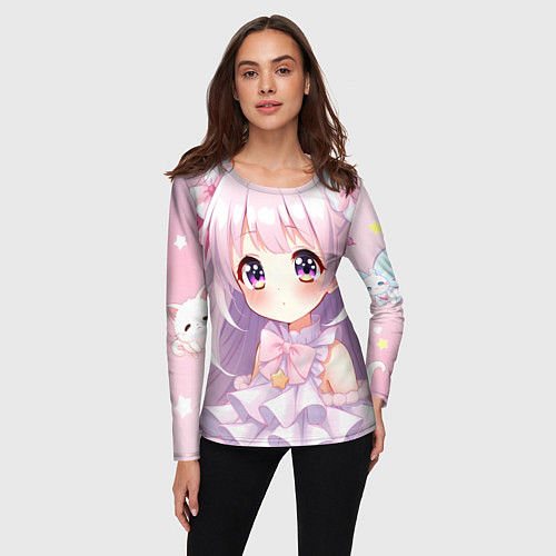 Женский лонгслив Милые аниме / 3D-принт – фото 3