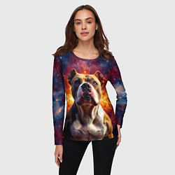 Лонгслив женский Американский булль в космосе, цвет: 3D-принт — фото 2
