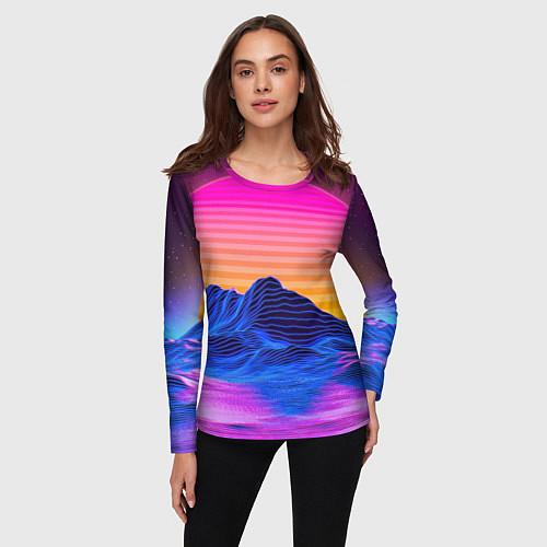 Женский лонгслив Неоновый закат / 3D-принт – фото 3