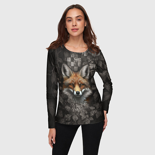 Женский лонгслив Внимательный лис / 3D-принт – фото 3