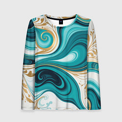 Лонгслив женский Бирюза и золото, цвет: 3D-принт