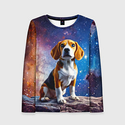 Лонгслив женский Бигль в космосе, цвет: 3D-принт