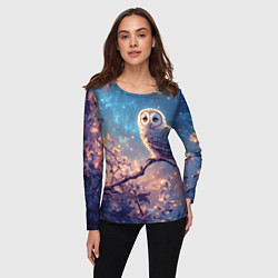Лонгслив женский Сова на фоне ночного неба, цвет: 3D-принт — фото 2