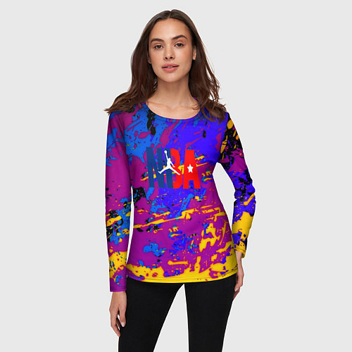 Женский лонгслив NBA краски неон / 3D-принт – фото 3