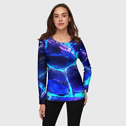 Лонгслив женский Объемные плиты в неоновом свечение, цвет: 3D-принт — фото 2