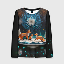 Женский лонгслив Семья из трех лисиц