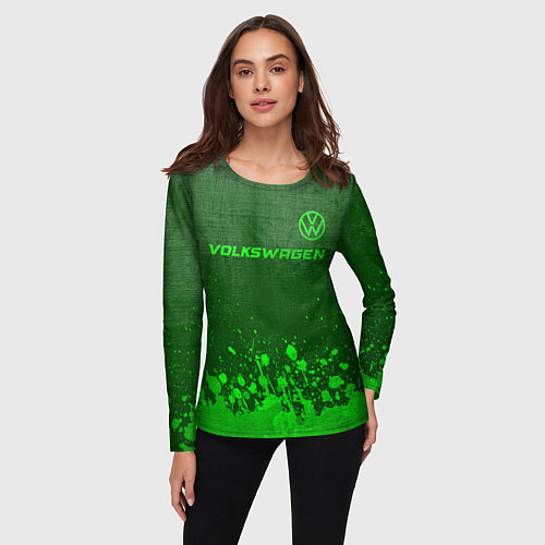 Женский лонгслив Volkswagen - green gradient посередине / 3D-принт – фото 3