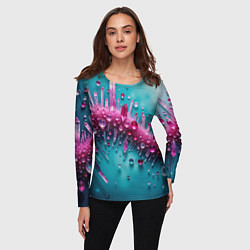 Лонгслив женский Розовые кристаллы, цвет: 3D-принт — фото 2