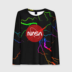 Лонгслив женский НАСА молнии градиент, цвет: 3D-принт