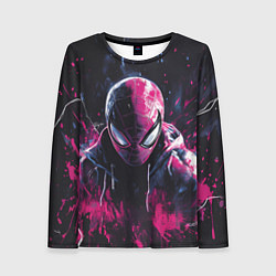 Лонгслив женский Человек-паук и розовая краска, цвет: 3D-принт