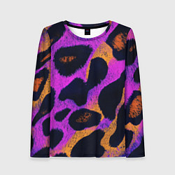 Лонгслив женский Неоновый леопардовый узор, цвет: 3D-принт