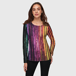 Лонгслив женский Неоновый и переливающийся киберпанк узор, цвет: 3D-принт — фото 2