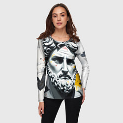 Лонгслив женский Античный портрет и краска, цвет: 3D-принт — фото 2