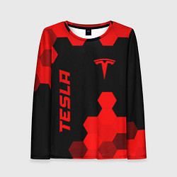 Лонгслив женский Tesla - red gradient вертикально, цвет: 3D-принт