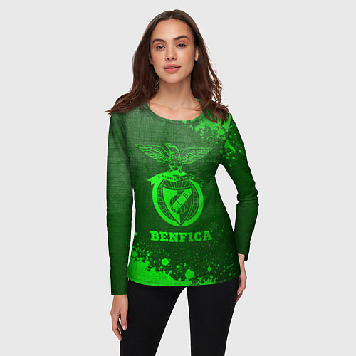 Женский лонгслив Benfica - green gradient / 3D-принт – фото 3