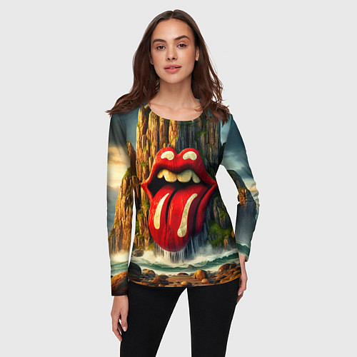 Женский лонгслив Rolling Stones - sea rocks / 3D-принт – фото 3