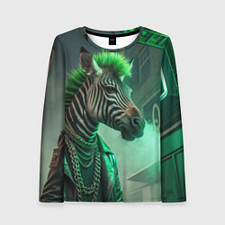 Лонгслив женский Cyperpunk zebra, цвет: 3D-принт