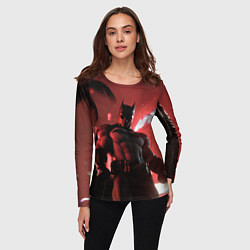 Лонгслив женский Бэтмен красный ночной город, цвет: 3D-принт — фото 2