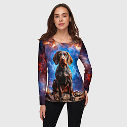 Лонгслив женский Дратхаар в космосе, цвет: 3D-принт — фото 2