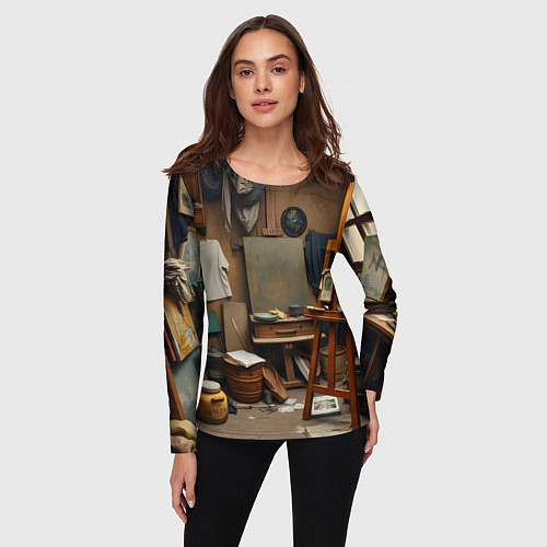 Женский лонгслив Мастерская художника / 3D-принт – фото 3