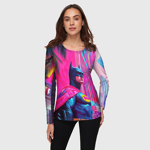 Женский лонгслив Бэтмен в розовом стиле / 3D-принт – фото 3