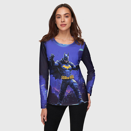 Женский лонгслив Бэтмен в стойке победителя / 3D-принт – фото 3