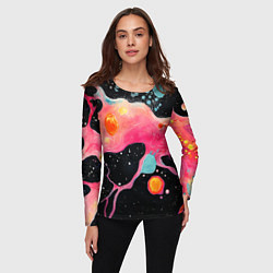 Лонгслив женский Розовая текстура в черном, цвет: 3D-принт — фото 2