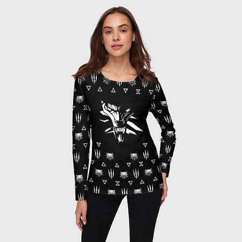 Женский лонгслив Ведьмак логотипы / 3D-принт – фото 3