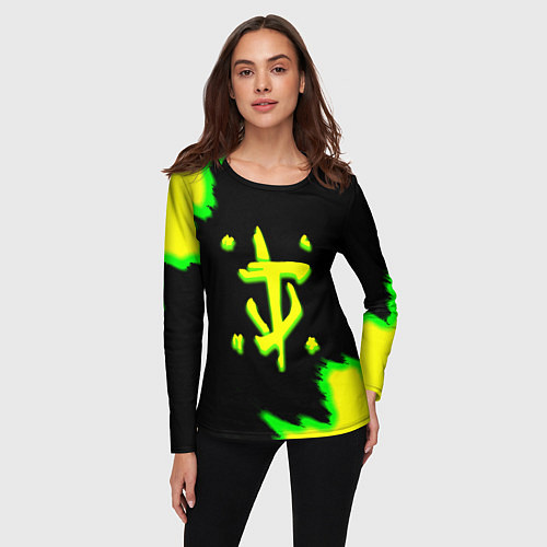 Женский лонгслив Doom огненное лого краски / 3D-принт – фото 3