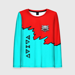 Лонгслив женский Ведьмак краски логотип, цвет: 3D-принт