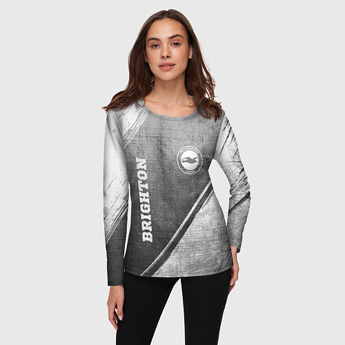 Женский лонгслив Brighton - grey gradient вертикально / 3D-принт – фото 3