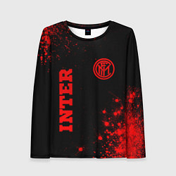 Лонгслив женский Inter - red gradient вертикально, цвет: 3D-принт