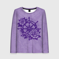 Лонгслив женский Штурвал в розах, цвет: 3D-принт