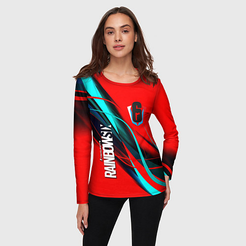 Женский лонгслив Rainbow six геометрия полосы / 3D-принт – фото 3