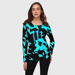 Лонгслив женский Monster energy камуфляж голубой, цвет: 3D-принт — фото 2