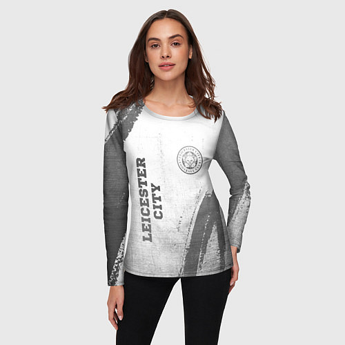 Женский лонгслив Leicester City - white gradient вертикально / 3D-принт – фото 3