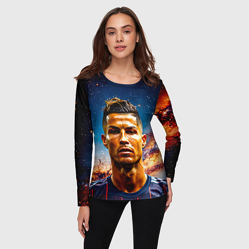 Женский лонгслив Криштиану Роналду в космосе / 3D-принт – фото 3