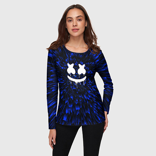 Женский лонгслив Marshmello blue energy / 3D-принт – фото 3