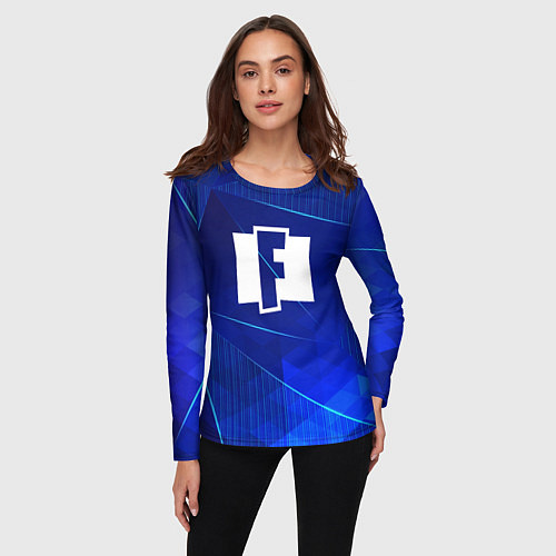 Женский лонгслив Fortnite blue poly / 3D-принт – фото 3