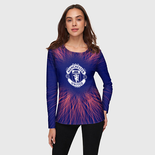 Женский лонгслив Manchester United red energy / 3D-принт – фото 3