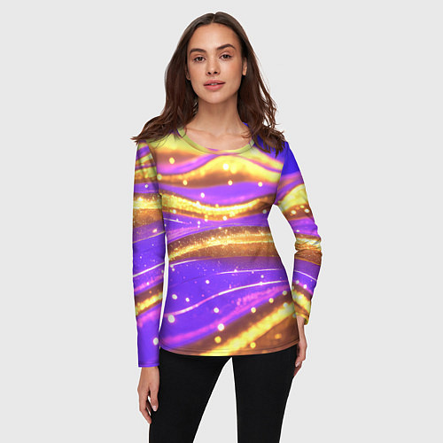 Женский лонгслив Блестящая волнистая текстура / 3D-принт – фото 3