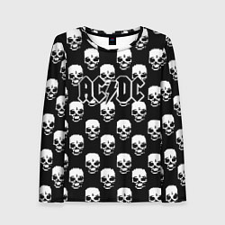 Лонгслив женский AC DC rock skull, цвет: 3D-принт
