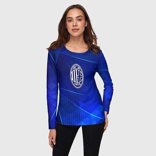 Женский лонгслив AC Milan blue poly / 3D-принт – фото 3