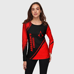 Лонгслив женский Assassins Creed - red gradient вертикально, цвет: 3D-принт — фото 2