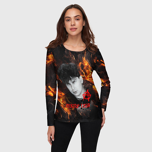 Женский лонгслив Сектор газа огненный фон / 3D-принт – фото 3